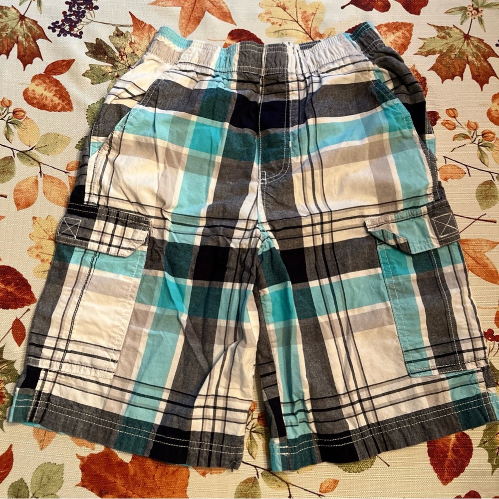 Canyon River Blues Men's Blue Plaid Shorts 100% Cotton Size L Elastic Waist